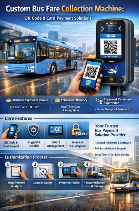 custom bus QR code and card payment terminals