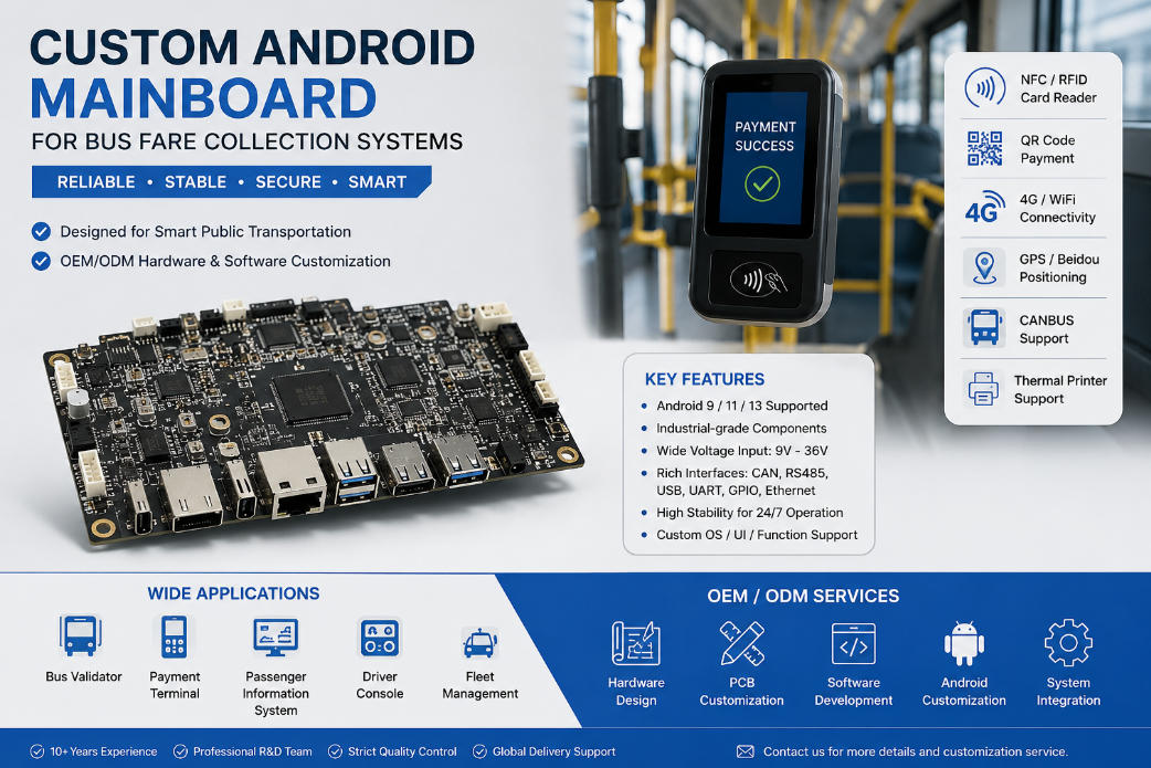 Custom Android Mainboard for Bus Fare Collection Systems