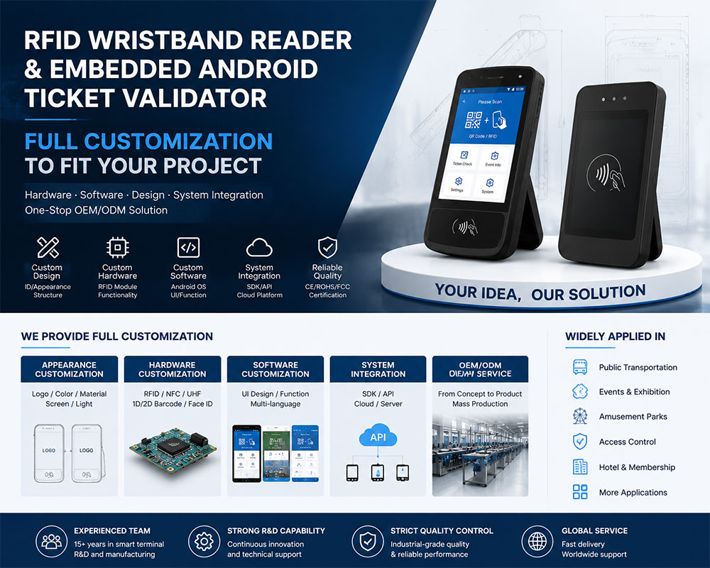 RFID Wristband Reader Manufacturer and Embedded Android Ticket Validator