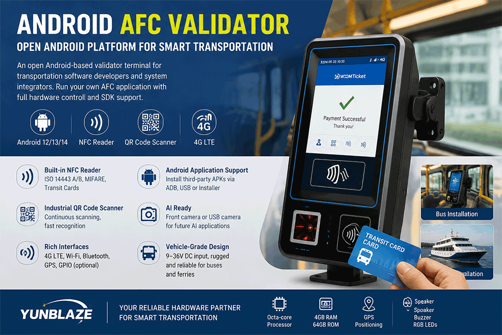 Android AFC Validator Manufacturer | NFC QR Code Transit Validator OEM