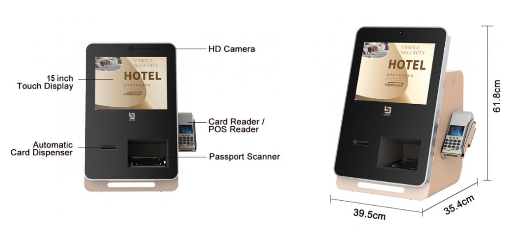 Hotel Desktop Self Check In Kiosk | Bluetooth Check In Machine With Key Card Dispenser Hotel Desktop Self Check In Kiosk | Bluetooth Check In Machine With Key Card Dispenser