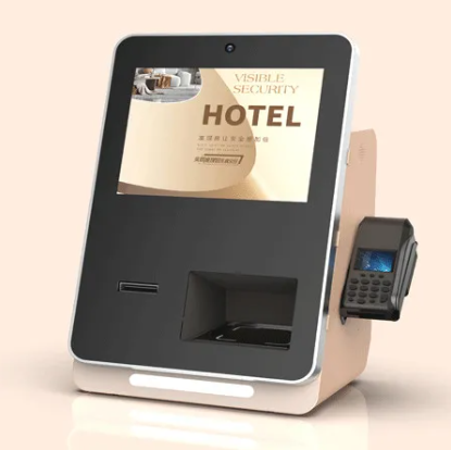 Hotel Desktop Self Check In Kiosk | Bluetooth Check In Machine With Key Card Dispenser